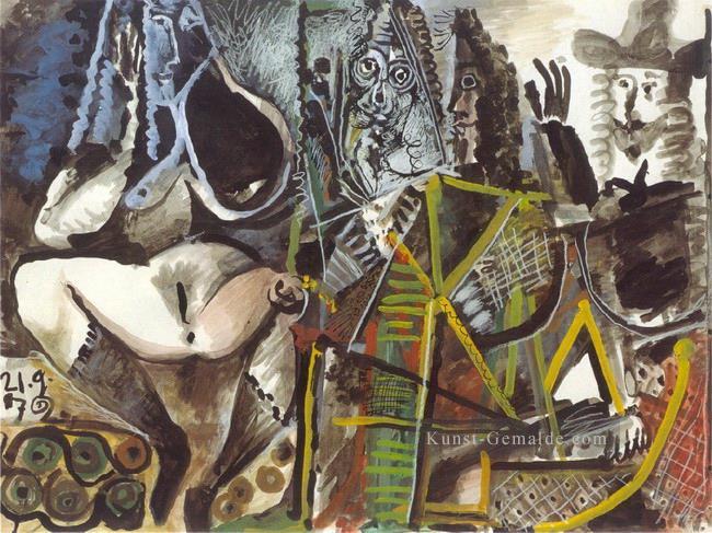 Trois mousquetaires et Nude dans un intBrieur 1972 kubist Pablo Picasso Ölgemälde